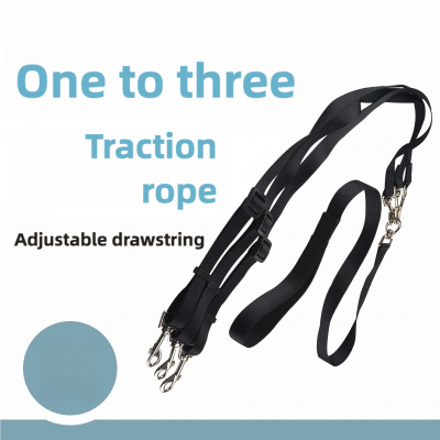 Nylon double-ended traction rope for dogs three-end traction set with adjustable pull belt and one-to-three traction rope