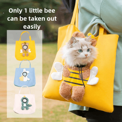 Small bee animal shape pet outing bag with exposed head shoulder bag kitten milk dog portable cat bag pet backpack