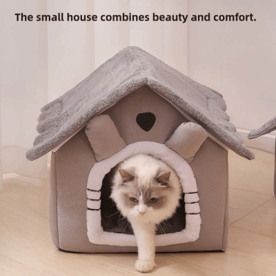 Cat and dog house bed for winter warmth for small dogs and cats in all seasons, washable dog house and cat bed, pet supplies