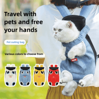 Portable pet backpack, breathable cat bag with exposed head, comfortable dog backpack for going out, pet bag