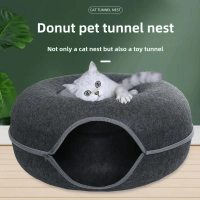 Customized felt cat bed donut four seasons pet bed drilled tunnel toy bed cat bed semi-enclosed cat bed